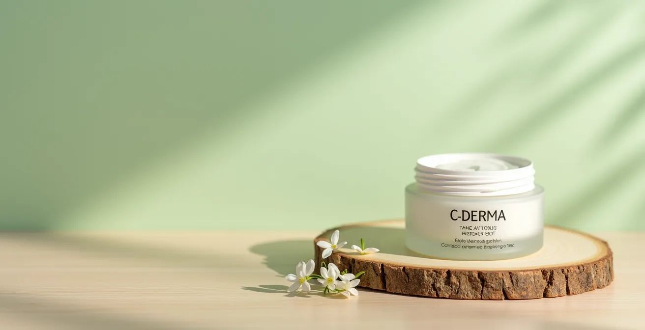 Packaging élégant du produit cosmétique C-DERMA pour peau sensible